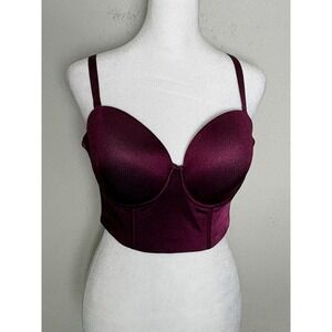 Lane Bryant Multi-Way Longline Bra Dark Berry Purple 42DD Underwire Strapless